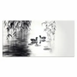 Eenden - Waterlelies - Riet - Zwart Muismat XXL klein -3d_leeg