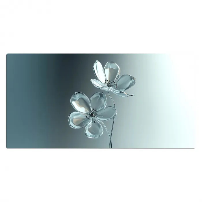 Kristal - Bloemen - Grijs Muismat XXL klein -3d_leeg