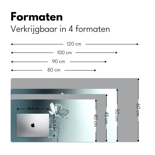 Kristal - Bloemen - Grijs Muismat XXL klein -sfeer5