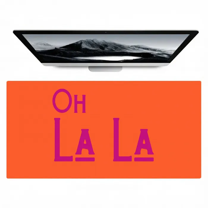 Oh la la - Oranje - Roze - Scheeflettertype Muismat XXL klein -zzz3d