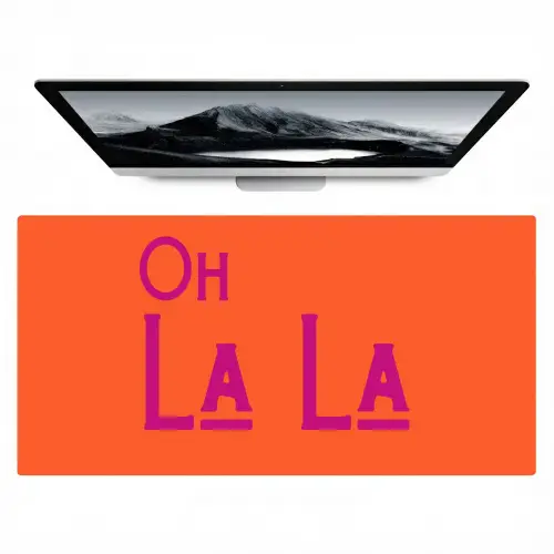 Oh la la - Oranje - Roze - Scheeflettertype Muismat XXL klein -zzz3d