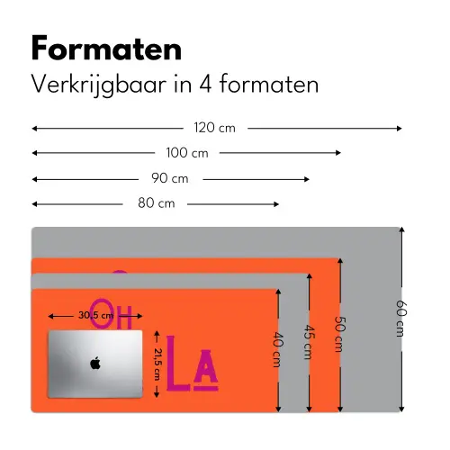 Oh la la - Oranje - Roze - Scheeflettertype Muismat XXL klein -sfeer5