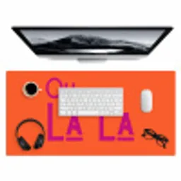 Oh la la - Oranje - Roze - Scheeflettertype Muismat XXL klein -3d