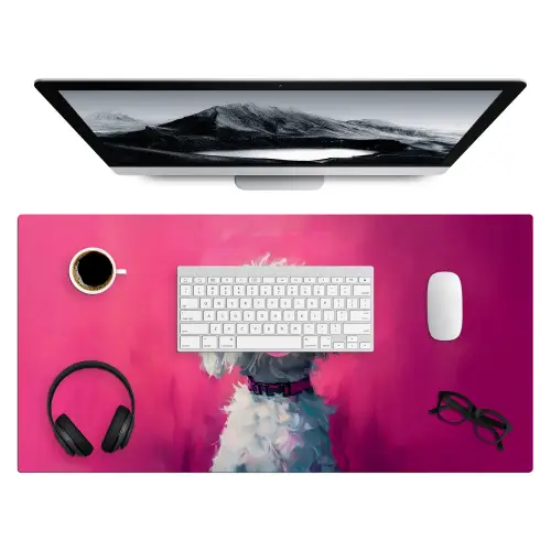 Pink - Hond - Bubbel Muismat XXL klein -3d