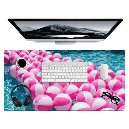 Strandballen - Roze - Water Muismat XXL klein -3d
