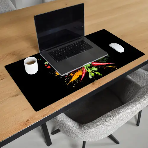 Tomaat - Avocado - Peper - Graffiti - Verf - Modern Muismat XXL klein -sfeer1