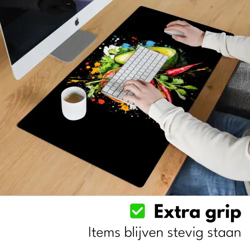 Tomaat - Avocado - Peper - Graffiti - Verf - Modern Muismat XXL klein -sfeer3