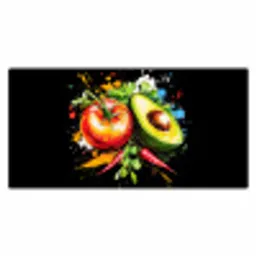 Tomaat - Avocado - Peper - Graffiti - Verf - Modern Muismat XXL klein -3d_leeg