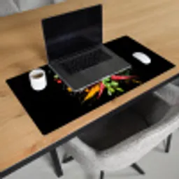 Tomaat - Avocado - Peper - Graffiti - Verf - Modern Muismat XXL klein -sfeer1