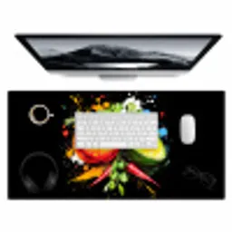 Tomaat - Avocado - Peper - Graffiti - Verf - Modern Muismat XXL klein -3d