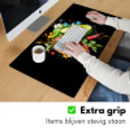 Tomaat - Avocado - Peper - Graffiti - Verf - Modern Muismat XXL klein -sfeer3