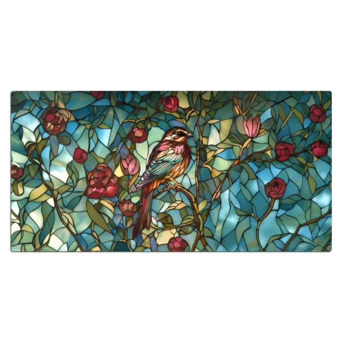 Vogel - Tak - Rozen - Mozaïek Muismat XXL klein -3d_leeg