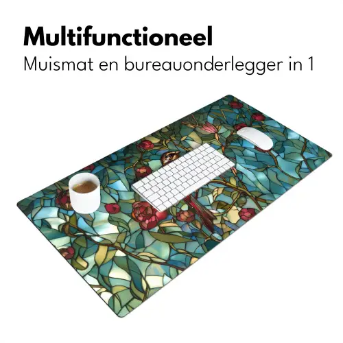 Vogel - Tak - Rozen - Mozaïek Muismat XXL klein -sfeer4
