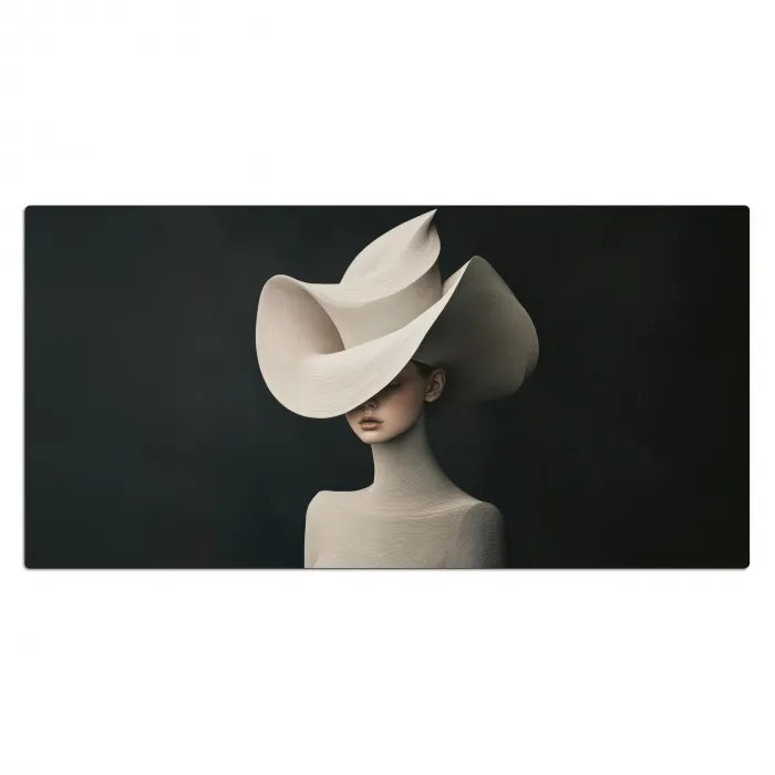 Vrouw - Golvende - Hoed Muismat XXL klein -3d_leeg