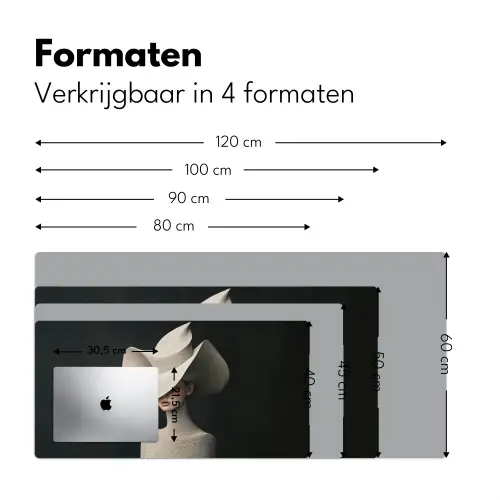 Vrouw - Golvende - Hoed Muismat XXL klein -sfeer5