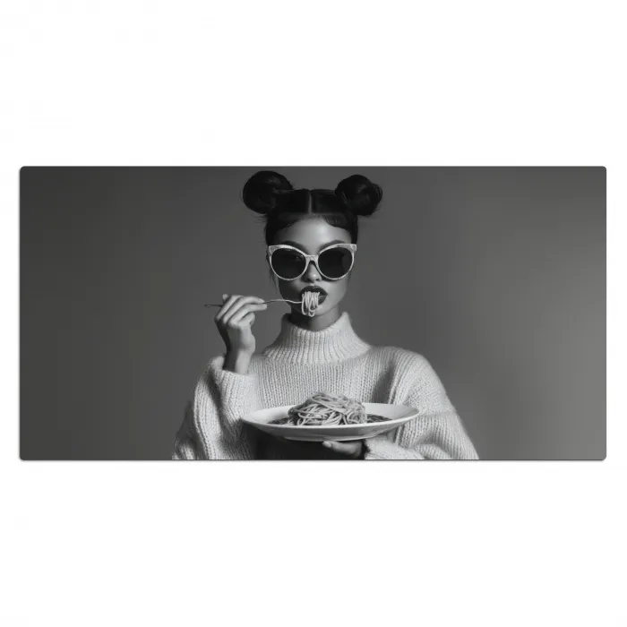 Vrouw - Pasta - Zonnebril Muismat XXL klein -3d_leeg