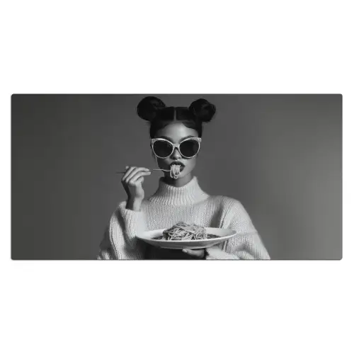 Vrouw - Pasta - Zonnebril Muismat XXL klein -3d_leeg
