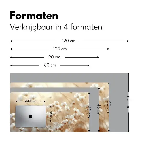 Wilde - Bloemen - Wit Muismat XXL klein -sfeer5