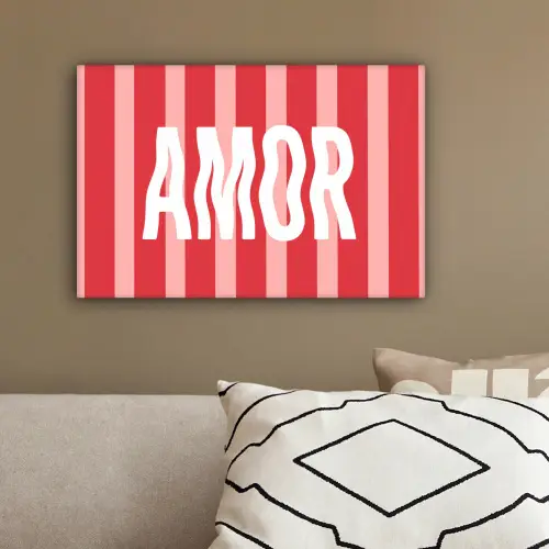Amor - Strepen - Rood - Roze canvas 2cm klein -sfeer3