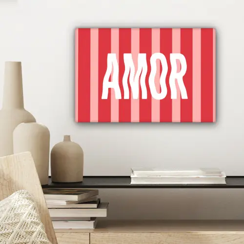Amor - Strepen - Rood - Roze canvas 2cm klein -sfeer6