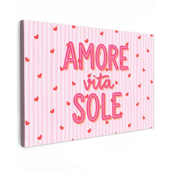 Amore vita sole - Roze - Hartjes canvas 2cm klein -z3d