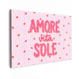 Amore vita sole - Roze - Hartjes canvas 2cm klein -z3d