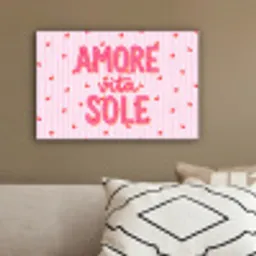 Amore vita sole - Roze - Hartjes canvas 2cm klein -sfeer3