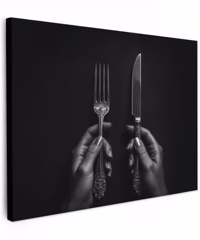 Canvas schilderij - Bestek - Zwart - Wit