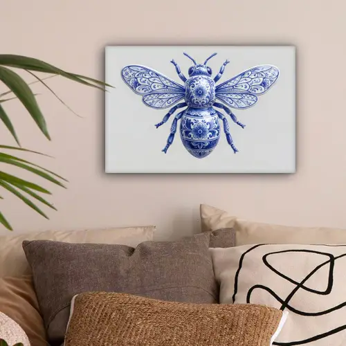 Bij - Modern - Delfts - Blauw canvas 2cm klein -sfeer1