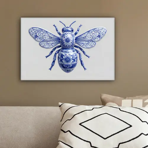 Bij - Modern - Delfts - Blauw canvas 2cm klein -sfeer3
