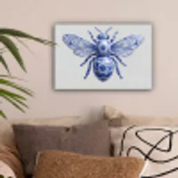 Bij - Modern - Delfts - Blauw canvas 2cm klein -sfeer1