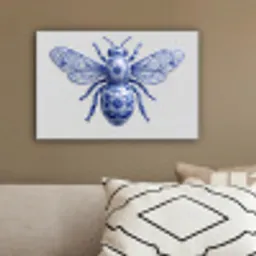 Bij - Modern - Delfts - Blauw canvas 2cm klein -sfeer3
