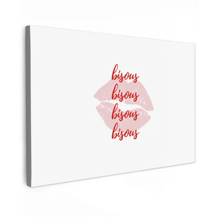 Bisous - Lip - Wit - Rood canvas 2cm klein -z3d