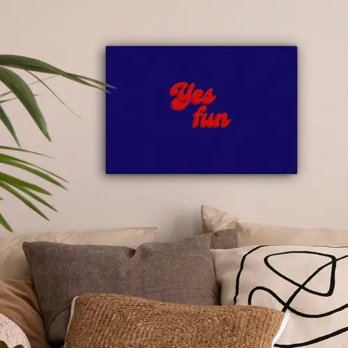 Blauw - Rood - Yes fun - 3D canvas 2cm klein -sfeer1