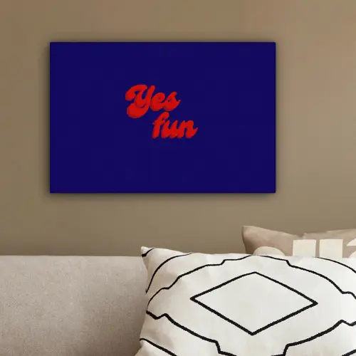 Blauw - Rood - Yes fun - 3D canvas 2cm klein -sfeer3