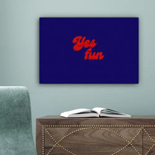 Blauw - Rood - Yes fun - 3D canvas 2cm klein -sfeer4
