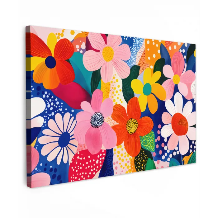 Bloemen - Kleurrijk - Stippen canvas 2cm klein -z3d
