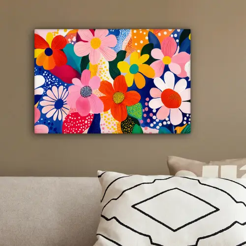 Bloemen - Kleurrijk - Stippen canvas 2cm klein -sfeer3