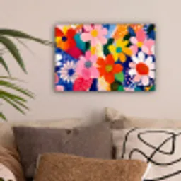Bloemen - Kleurrijk - Stippen canvas 2cm klein -sfeer1