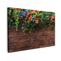 Bloemen - Muur - Groen - Oranje canvas 2cm klein -z3d