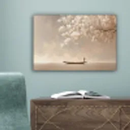 Bloesems - Wit - Boot - Minimalistisch canvas 2cm klein -sfeer4