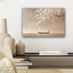 Bloesems - Wit - Boot - Minimalistisch canvas 2cm klein -sfeer6