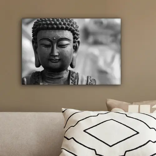 Boeddha - Grijs - Spiritualiteit - Buddha beeld - Religie canvas 2cm klein -sfeer3
