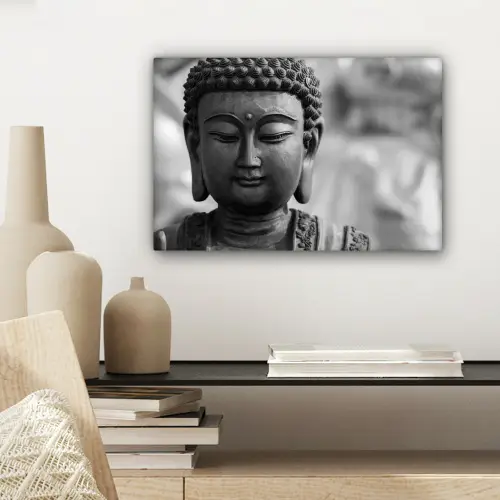 Boeddha - Grijs - Spiritualiteit - Buddha beeld - Religie canvas 2cm klein -sfeer6