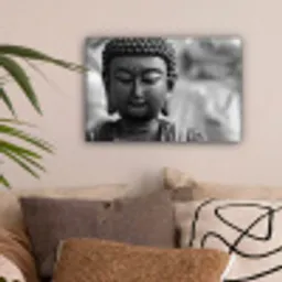 Boeddha - Grijs - Spiritualiteit - Buddha beeld - Religie canvas 2cm klein -sfeer1