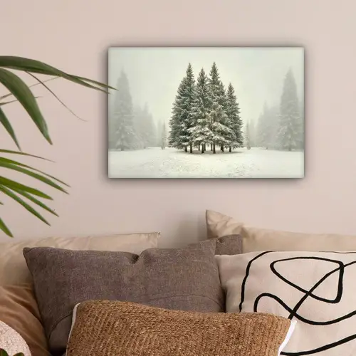 Bomen - Sneeuw - Wit canvas 2cm klein -sfeer1