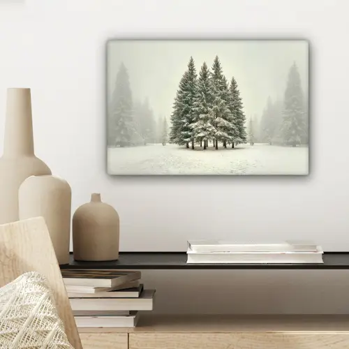Bomen - Sneeuw - Wit canvas 2cm klein -sfeer6