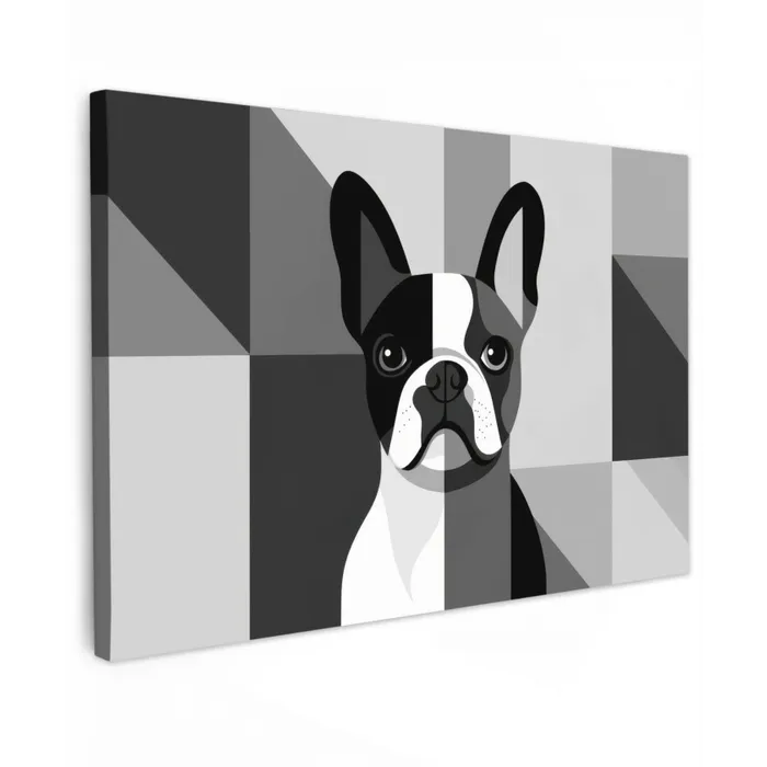 Buldog - Zwart - Abstract - Vlakken canvas 2cm klein -z3d