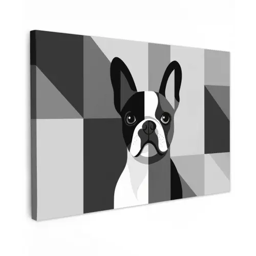 Buldog - Zwart - Abstract - Vlakken canvas 2cm klein -z3d