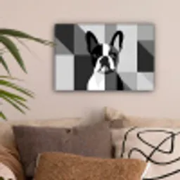 Buldog - Zwart - Abstract - Vlakken canvas 2cm klein -sfeer1